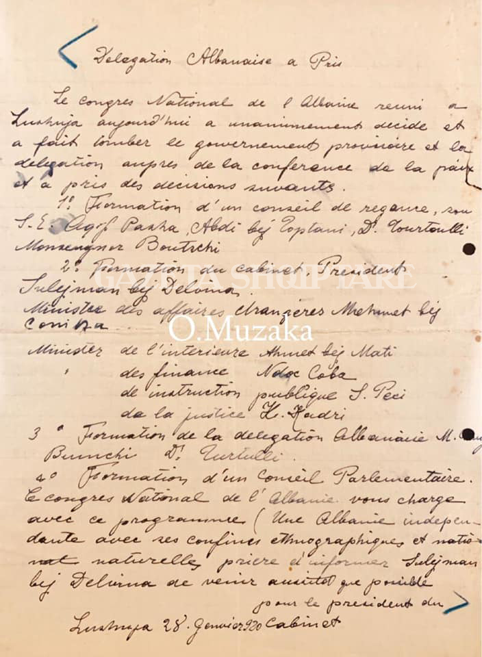 Dokumentet e rralla ne gjuhen frënge nga koleksioni i Olti Muzakës