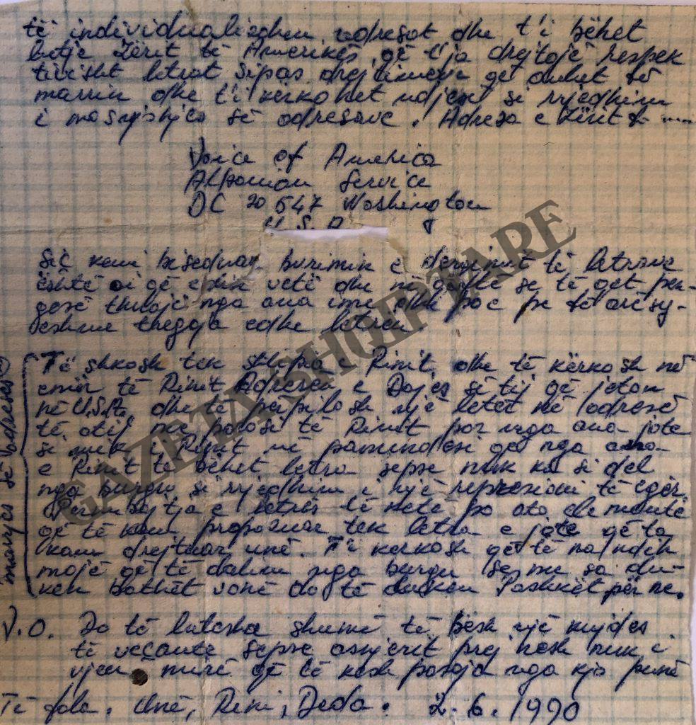 Letra që i dërgojnë nga Burgu i Tiranës Dedë Kasneci Rini Monajka dhe Kolec Hublini Ardian Ndrecës