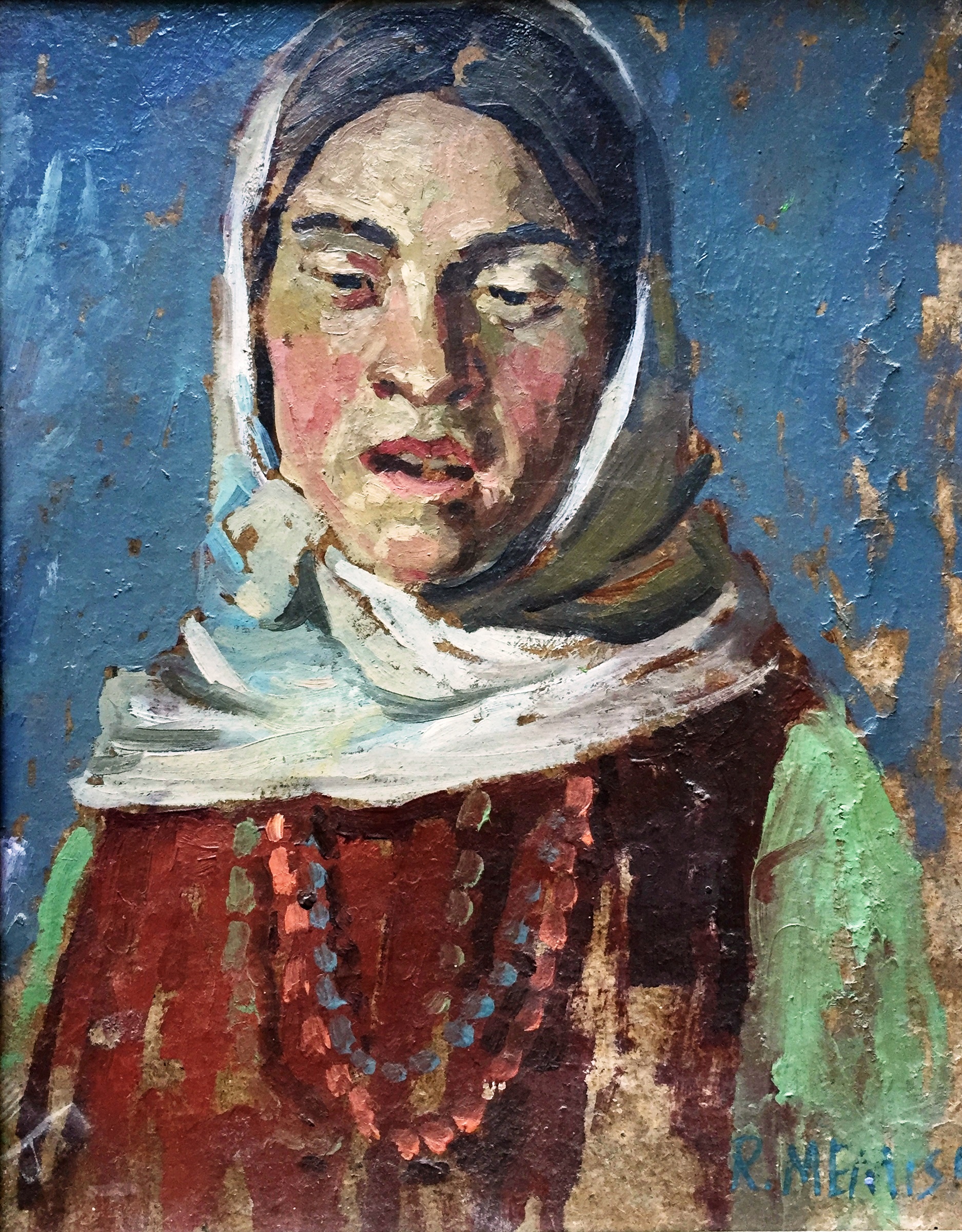 Ramazan Memishi,(1986) My sister _ 32 x 25 cm _ oil on wood