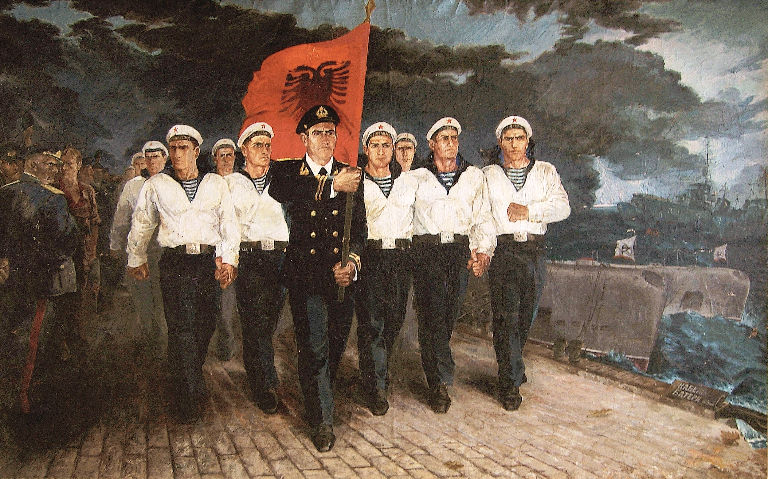 Robert Përmeti (1978),''Denoncement of Warsaw Treaty'', 190 x 320 cm _ oil on canvas _Courtesy the artist