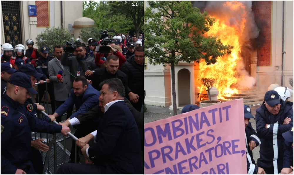 Protesta e opozitës para Bashkisë së Tiranës, reagon ambasada e SHBA: Dënojmë akte të tilla! Politikanët e përgjegjshëm duhet të refuzojnë çdo formë dhune