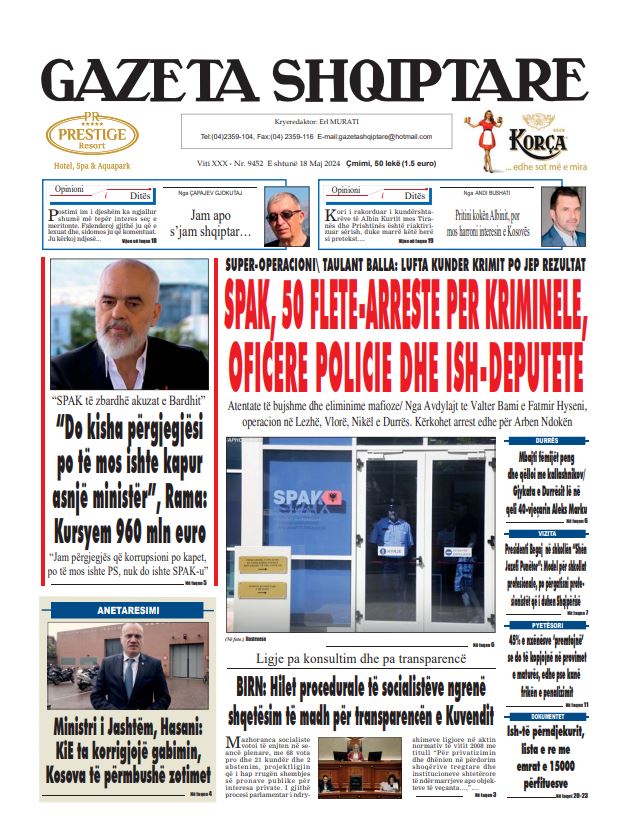 Lexoni faqen e parë të “Gazeta Shqiptare”, “Panorama” dhe “Panorama Sport”